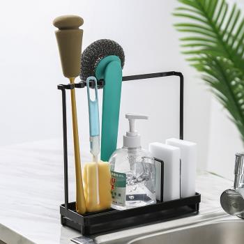 廚房浴室洗漱臺置物架免打孔收納神器杯刷牙刷架海綿百潔布瀝水架