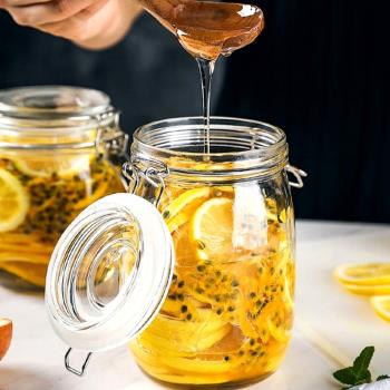 玻璃密封罐蜂蜜檸檬家用儲物罐廚房泡菜壇子帶蓋百香果玻璃食品瓶