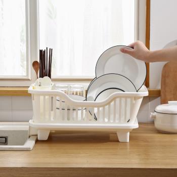 日式瀝水碗架廚房放碗架碗碟瀝水架塑料放碗置物架單層置碗架家用