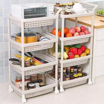 廚房菜籃子置物架塑料落地多層家用放果蔬菜收納架浴室夾縫小推車