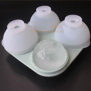 創意矽膠圓形冰格FaSoLa球形冰格水信玄餅模具帶蓋獨立4孔圓冰球