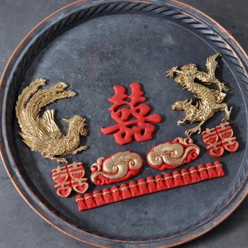 中式古典龍鳳囍喜字如意翻糖硅膠模具中國龍模具甜品臺模具