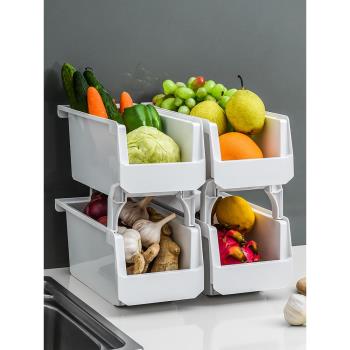 廚房疊層置物架收納盒收納籃家用食物收納筐果蔬儲物多功能整理盒