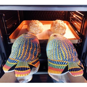 蟹鉗 魚 可愛豬創意廚房隔熱烘焙防燙烤箱耐高溫微波爐手套一雙