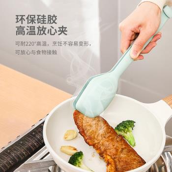 日本多功能廚房防燙硅膠食品夾食物牛排面包意大利面撈面條的夾子