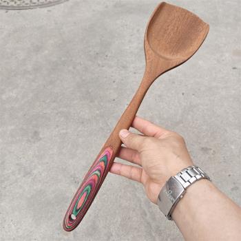 烏檀木鍋鏟不粘鍋木鏟 加長柄木鍋鏟不粘鍋炒菜鏟 雞翅木無漆鏟子
