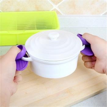 廚房用硅膠隔熱手指套加厚耐高溫防燙手套微波爐烤箱取碗盤碟夾子