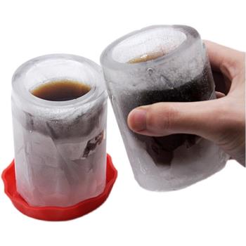 創意食品級矽膠帶蓋大號冷凍冰杯威士忌雞尾酒冰塊杯酒吧冰杯模具