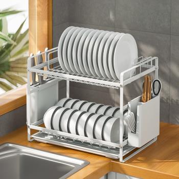 輝仕廚房置物架雙多層碗架帶碗筷收納瀝水架瀝水架碗盤收納碗碟架