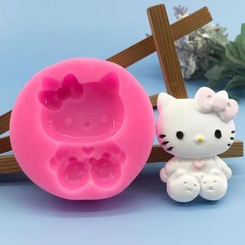 可愛卡通凱蒂貓kitty冰塊磨具三麗鷗冰粉格造型自制冰淇淋神器儲