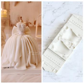 翻糖蛋糕豆沙裱花 人偶身體硅膠模具 衣服架 婚紗禮服 造型模具