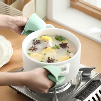 日本硅膠防燙手套廚房微波爐烤箱用手夾耐高溫隔熱碗夾碟夾取盤夾