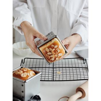 AMAGOUR 吐司盒 復古迷你水立方鍍鋁鋼帶蓋吐司面包盒 烘焙模具