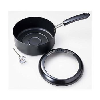日本進口珍珠生活帶溫度計防濺油炸鍋家用煤氣電磁爐通用天婦羅鍋