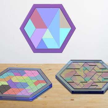 diy水晶滴膠模具六角七巧板拼圖家庭擺件飾品硅膠模具