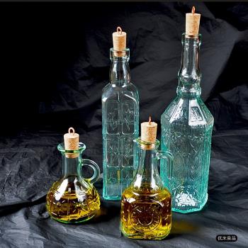 創意大利復古進口波米歐利玻璃瓶油瓶廚房油壺防漏調味醬油醋瓶子