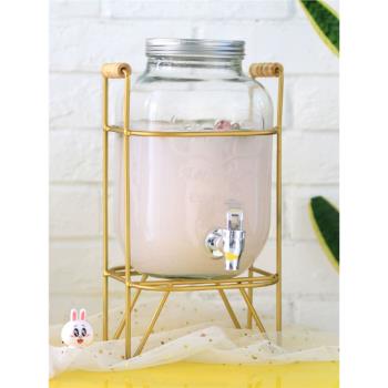 帶龍頭飲料桶玻璃果汁罐帶黑色鐵架子甜品臺釀酒瓶dispenser jar
