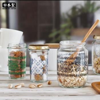 日本進口復古日式創意儲物茶葉檸檬蜂蜜廚房玻璃密封廣口罐頭瓶