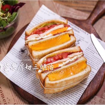 咖啡廳紅色英文漢堡紙烘焙烤箱
