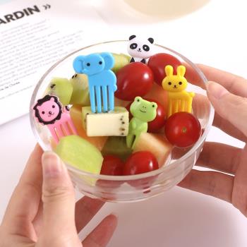 卡通水果叉可愛小動物兒童安全創意點心蛋糕冰淇淋塑料小叉子套裝
