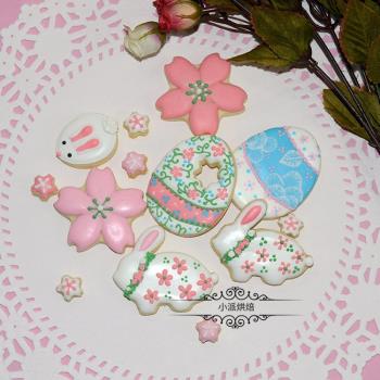 標註 甜貓老師SugarCat設計復活節櫻花彩蛋兔子糖霜餅干切模具