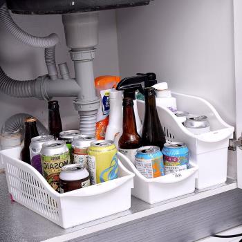 日本進口水槽下收納架可推拉廚房調料置物架櫥柜帶滑輪整理收納盒