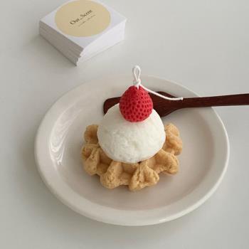 創意華夫餅香薰蠟燭硅膠模具甜點冰淇淋diy手工材料巧克力蛋糕模