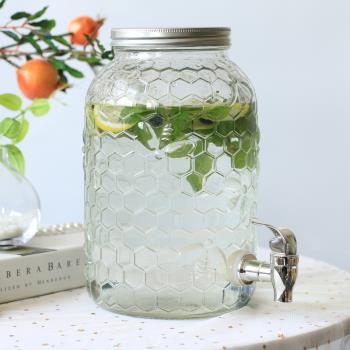無鉛透明玻璃帶龍頭果汁罐甜品臺飲料儲水器酵素釀酒泡酒瓶梅森罐