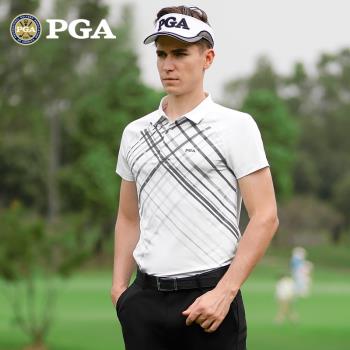 美國PGA高爾夫男裝短袖t恤夏季透氣速干衣服服裝男士上衣polo衫