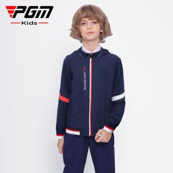 PGM新品兒童高爾夫衣服 夏季服裝男童拉鏈連帽上衣 青少年外套