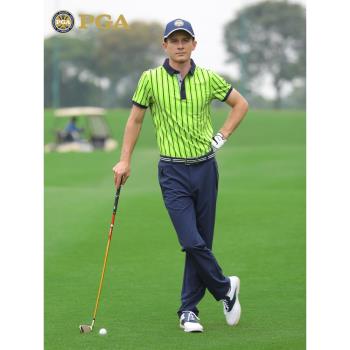 美國PGA 高爾夫服裝男士短袖T恤logo印花男裝上衣透氣polo衫夏季