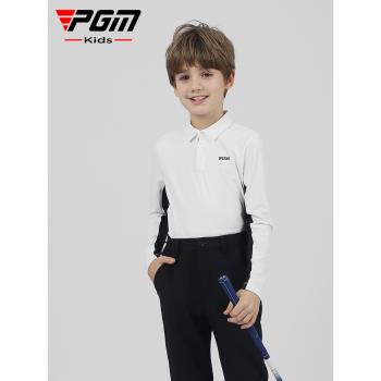 PGM兒童高爾夫球服裝夏季男童長袖T恤2023新款柔軟衣服運動上衣