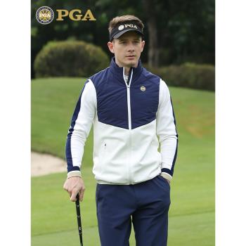 美國PGA 高爾夫馬甲男士棉服外套 腰部兩側吸光發熱內里服裝男裝