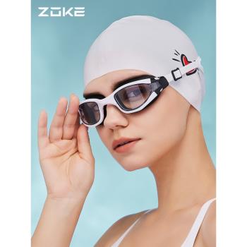 洲克泳鏡女士高清防水防霧專業zoke女款近視眼鏡成人游泳泳帽泳衣