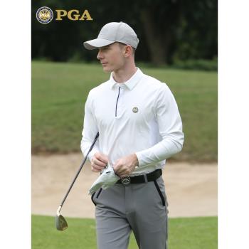 美國PGA 高爾夫服裝男士長袖T恤夏季上衣服裝男裝polo衫