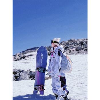 QLeo單板防水滑雪服女套裝防風寬松雪衣小眾美式加厚防寒滑雪褲男