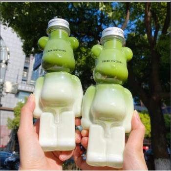 網紅暴力熊飲料瓶 楊枝甘露空瓶小熊奶茶瓶子 一次性食品級塑料瓶