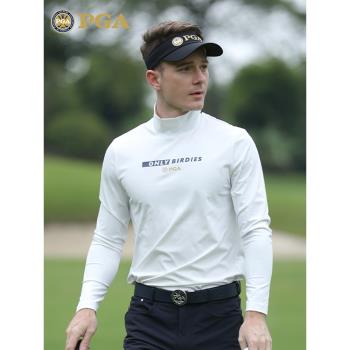 美國PGA 高爾夫服裝男士長袖T恤 防風保暖超彈打底衫上衣男裝