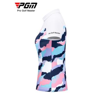 PGM高爾夫夏季女裝短袖T恤服裝時尚五彩印花上衣彈力速干衣服