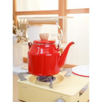 肥龍1.4L搪瓷琺瑯燒水壺茶水酒壺細口咖啡壺電磁爐家用加厚涼水壺