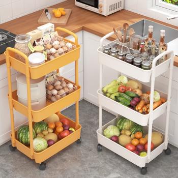 廚房用品置物架落地多層可移動家用小推車蔬菜籃零食收納儲物架子