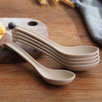 10支小麥秸稈創意主餐湯匙塑料勺