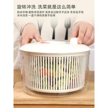 日本進口蔬菜脫水器沙拉甩干機果蔬沙拉瀝水籃洗菜盆手動去水神器