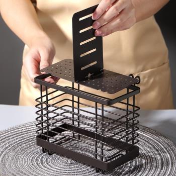 碳鋼筷子置物架家用壁掛式瀝水筷籠收納廚房勺子筷簍免打孔筷子筒