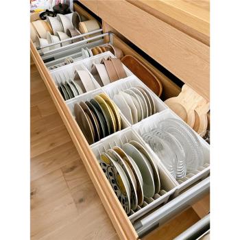 日本進口廚房碗盤收納盒碟子收納架食器整理盒盤子整理架置物架