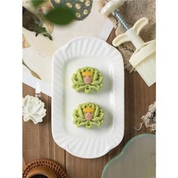 玉蓮花 50克月餅模具 手壓式立體花朵150克糕點模具