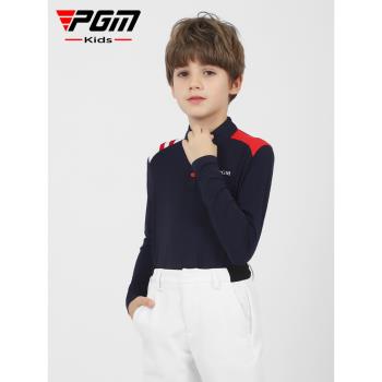 PGM青少年高爾夫服裝2023男童長袖T恤夏季上衣兒童運動衣服童裝