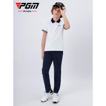 PGM男童高爾夫衣服青少年短袖T恤夏季運動上衣高球童裝速干服裝