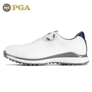 美國PGA 高爾夫球鞋 男士防水鞋 防側滑鞋釘 旋鈕鞋帶爆米花中底