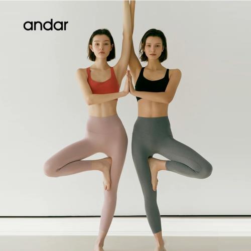 andar無痕裸感瑜伽褲女高腰提臀外穿跑步運動服九分緊身健身褲
